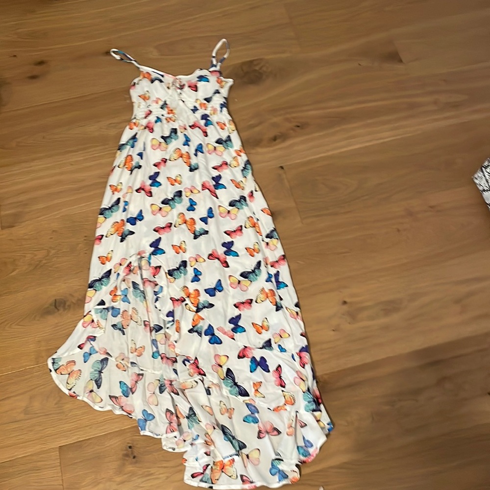 Slit butterfly printed dress.